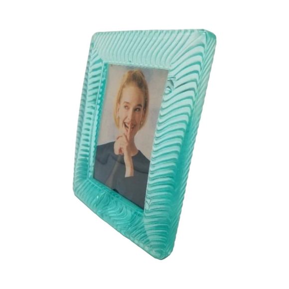 Picture Frame Acrylic Green Square Ribbed Free Standing Photo Home Ledge Decor - Picture 4 of 7